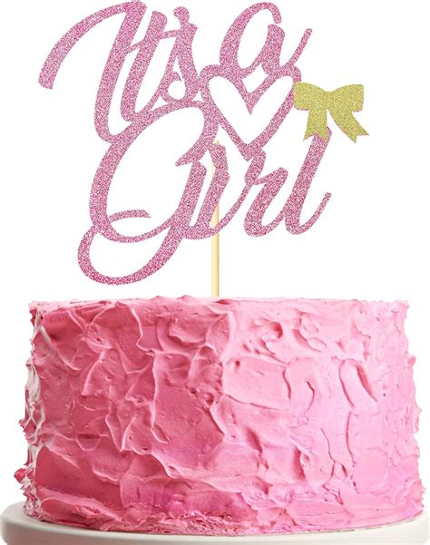 Amazon Sotpot It S A Girl Cake Topper Pink Glitter Girl Cake