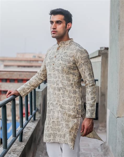 KT1001 Jaipur Kari Hand Block Printed Pure Cotton Kurta