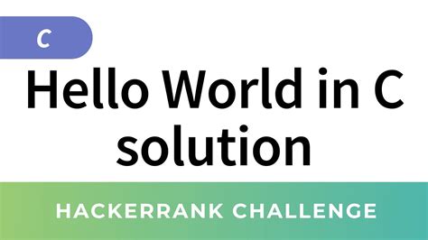 HackerRank Solution Hello World In C YouTube