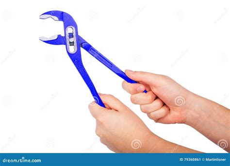 Pliers In Hand Isolated On White Background Stock Image Image Of