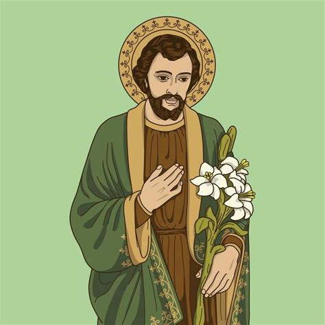 Saint Joseph Of Nazareth Colored Vector Illustration Saint Joseph Art