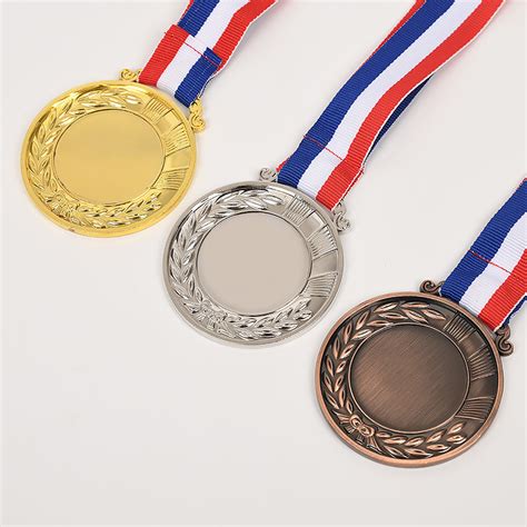 Metal Award Medals With Neck Ribbon Gold Silver Bronze Style China