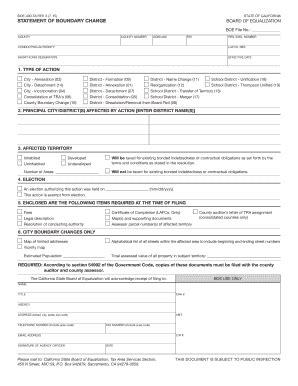 Fillable Online Boe Ca Statement Of Boundary Change Board Of