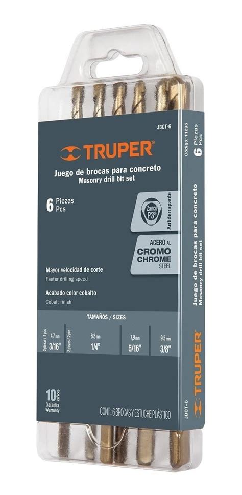 Juego De Brocas Para Concreto Piezas Truper Concreto Brocas