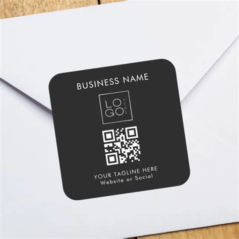 Custom Business Company Square Logo Qr Code Text Square Sticker Zazzle