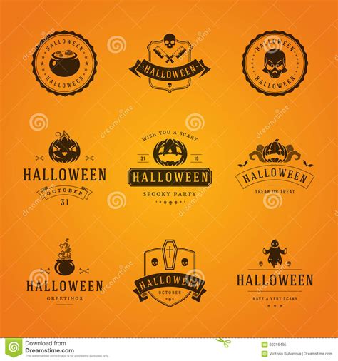 Halloween Badges And Labels Greetings Cards Stock Vector