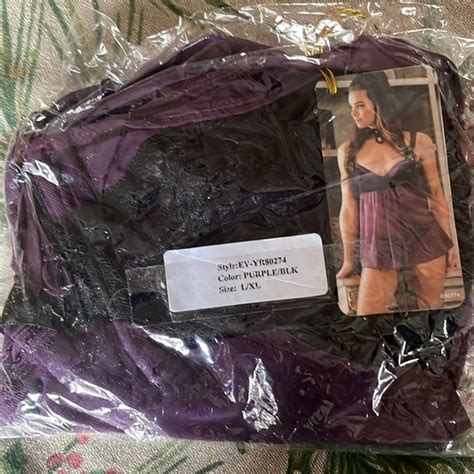 Dreamgirl Intimates Sleepwear Nwt Purple And Black Lingerie Babydoll Night W Panty Poshmark