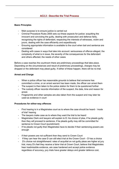 Summary Unit 3 AC2 2 Notes WJEC Applied Diploma In Criminology