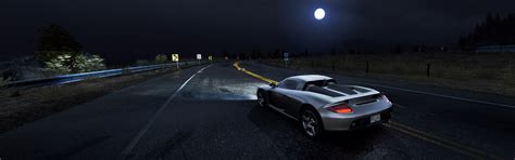 Need For Speed Hot Pursuit Car Porsche Carrera GT Night Road Video Games Multiple Display