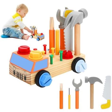 Jeu d outils en Bois pour Enfants Jouets Montessori Garçon Fille 4 5 6