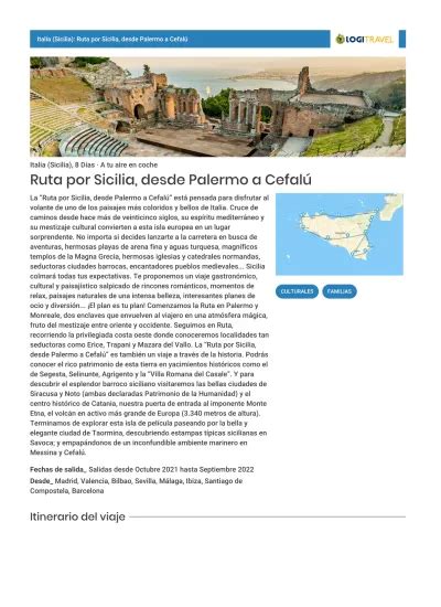 Itinerario del viaje Italia Sicilia 8 Días A tu aire en coche Ruta