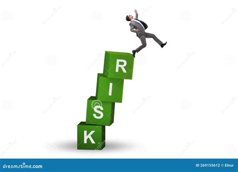 Risk Management Concept With Businessman On Cubes Stock Illustration