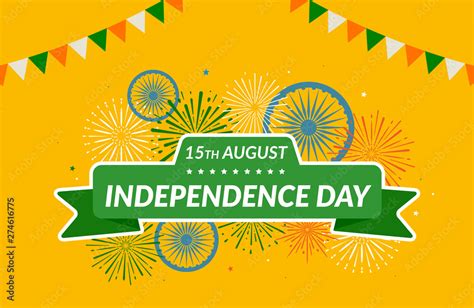 Happy Independence day of India 15th August. Festive fireworks and ...