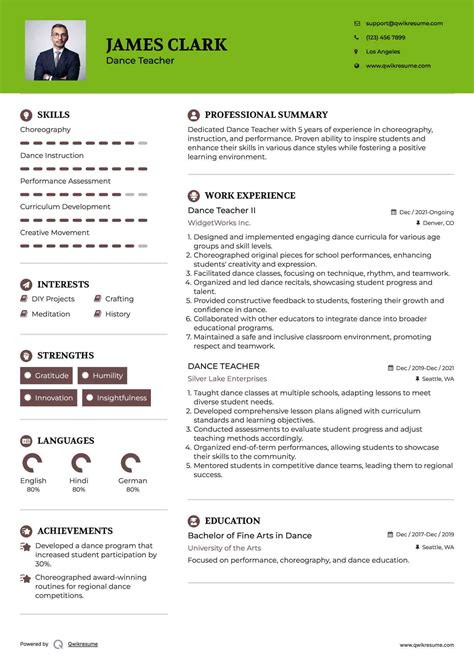 Sample Dance Team Resume 4