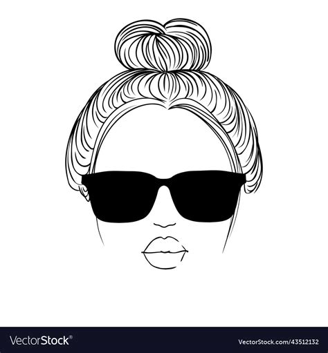 Girl with glasses sketch woman silhouette Vector Image