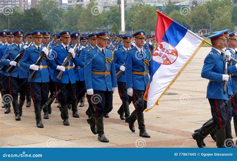 Honorary Guards Units Army Of Serbia Marching At The Plateau Editorial