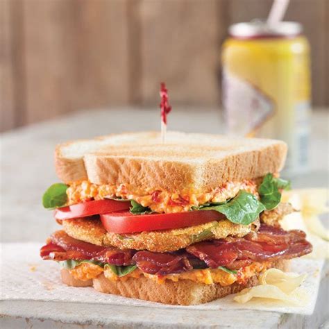 Fried Green Tomato And Pimiento Cheese Blt Taste Of The South Recipe Pimiento Cheese