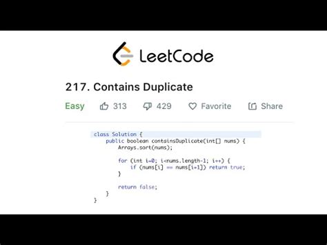 Leetcode Contains Duplicate Solution Explained Java Youtube