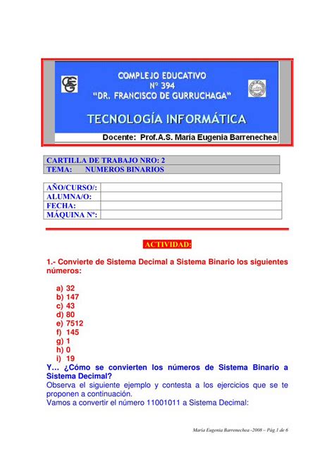 Pdf Cartilla Numeros Binarios Marubarrenechea S P G De