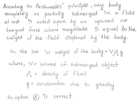 A body of volume V and density ρ is kept completely immersed in a