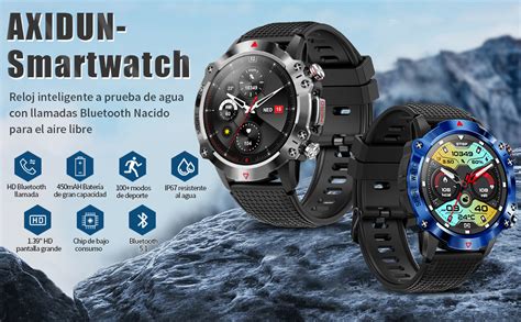 Axidun Smartwatch Hombre Reloj Inteligente Militar T Ctico De Hd