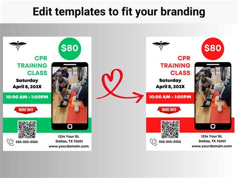 CPR Flyer Training Template CPR Marketing for Cpr Business Flyer First Aid AED Flyer Health Fair ...