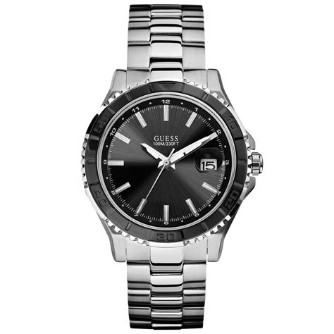 Guess Watch Mens Stainless Steel Bracelet 42mm In Black For Men Lyst