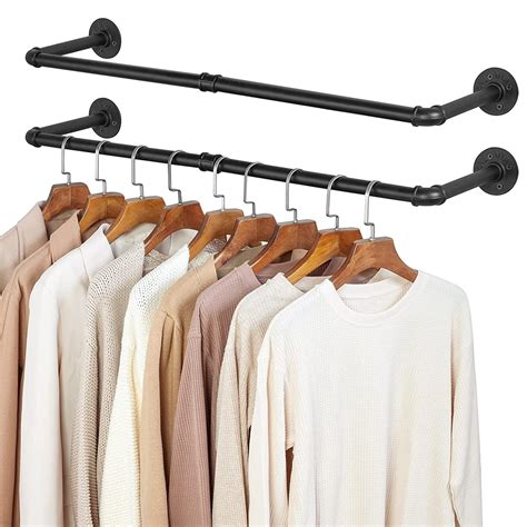 Pack Clothing Rack Wall Mount Industrial Pipe Clothing Rack In