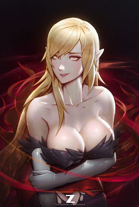 Rule 34 Bakemonogatari Blonde Hair Breasts Cleavage Female Kiss Shot Acerola Orion Heart Under