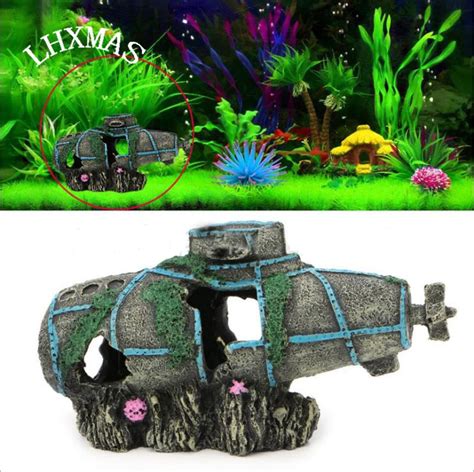 Resin Artificial Fish Tank Decoration Submarine Ship Sunk Ship Boat