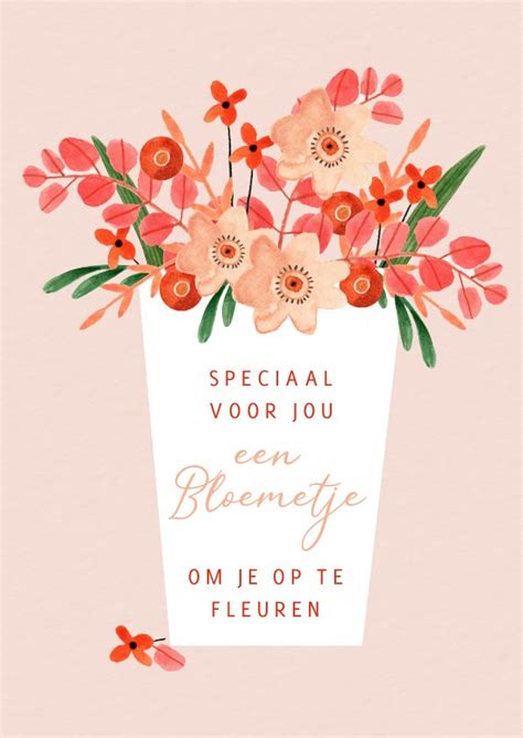 Sterkte Kaart Roze Bloemen In Een Vaas Kaartje2go