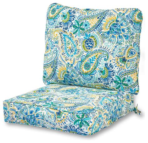 Outdoor 2 Piece Deep Seat Cushion Set Mediterranean Outdoor Cushions And Pillows By