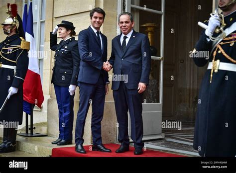 French Prime Minister Gabriel Attal L Welcomes Tunisian Prime