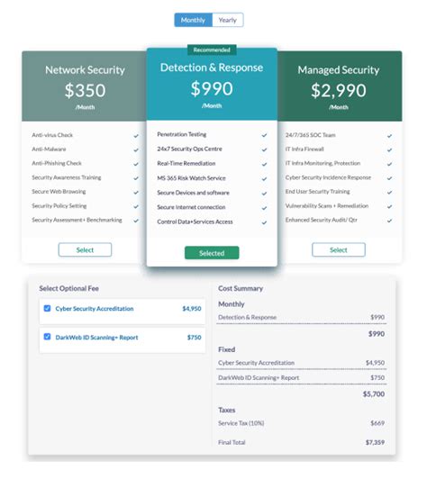 Cyber Security Examples Tiered Pricing Fresh Proposals