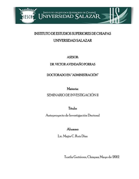 Anteproyecto De Investigaci N Doctoral Pdf