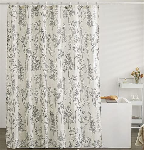 Estmy Extra Long Vintage Botanical Linen Bathroom Shower Curtain 84