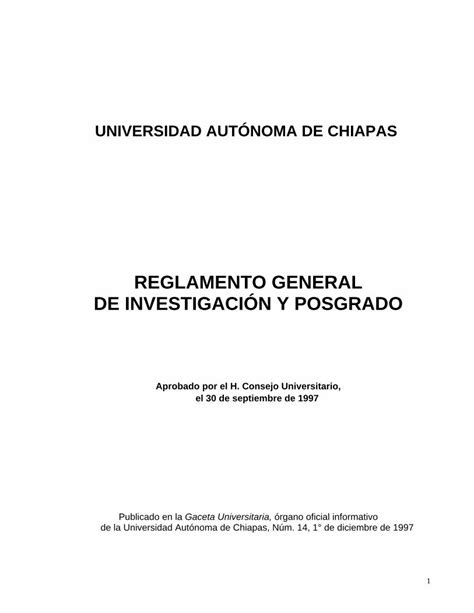 Pdf Reglamento General De Investigaci N Y Posgrado Reglamento