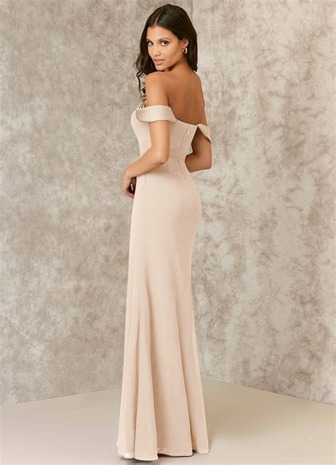 White Alabaster Off Shoulder Sweetheart Chiffon Mermaid Dress