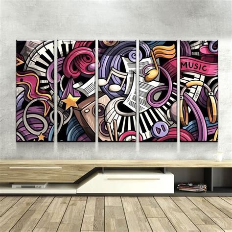 Musical Mural Canvas Set Music Graffiti Graffiti Wall Art Mural Wall