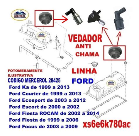 Kit Válvula Anti Chama Motor Anel Vedação Fiesta Zetec Rocam