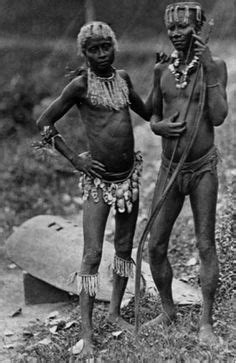 Two Great Andamanese men, in an 1875 photograph. The Andamanese people ...