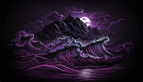 Premium Ai Image Purple Waves On Dark