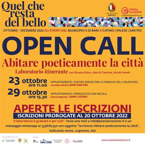 Open Call Abitare Poeticamente La Citt Poesia In Azione