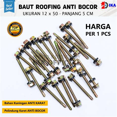 Jual Baut Roofing 50 Baut Baja Ringan 12 X 50 5cm Sekrup Roofing