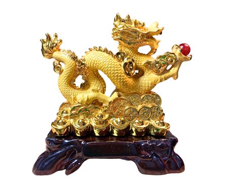 Chinese Feng Shui 2024 Resin Dragon Statue With Money Coins Jade