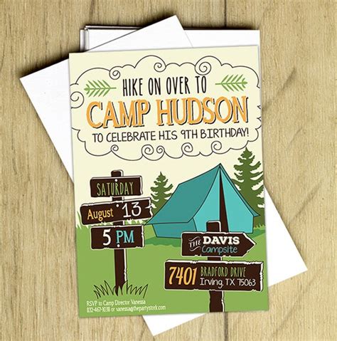 Camping Birthday Invitation Camping Birthday Party Invite Etsy