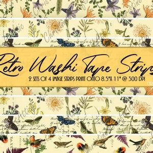 Vintage Floral Nature Washi Tape Printable Junk Journal Ephemera