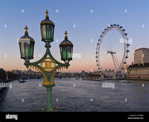 Lamps Lanterns Westminster Bridge With London Eye And River Thames