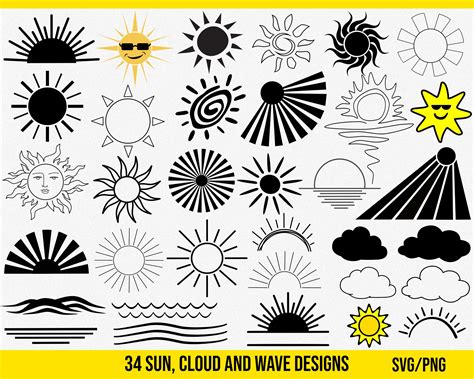 Sun Clip Art Sun Silhouette Clipart Black And White Digital Form