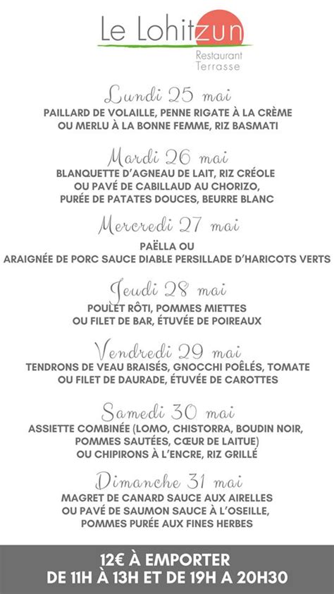 Menu At H Tel Restaurant Donibane Saint Jean De Luz